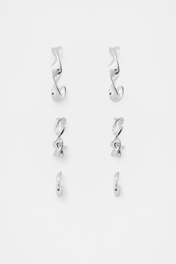 Twist Hoop Ear Pack  Silver  hi-res