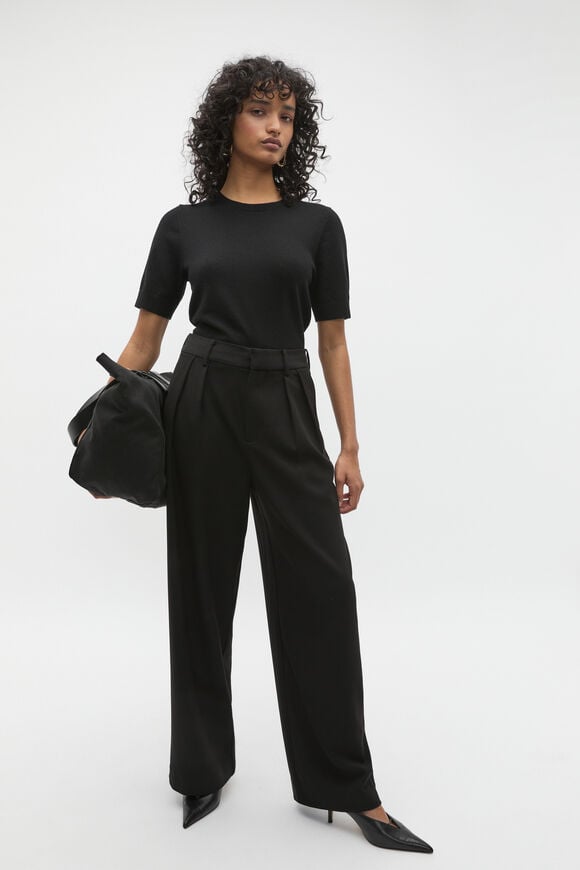 Australian Merino Crew Neck Tee  Black  hi-res