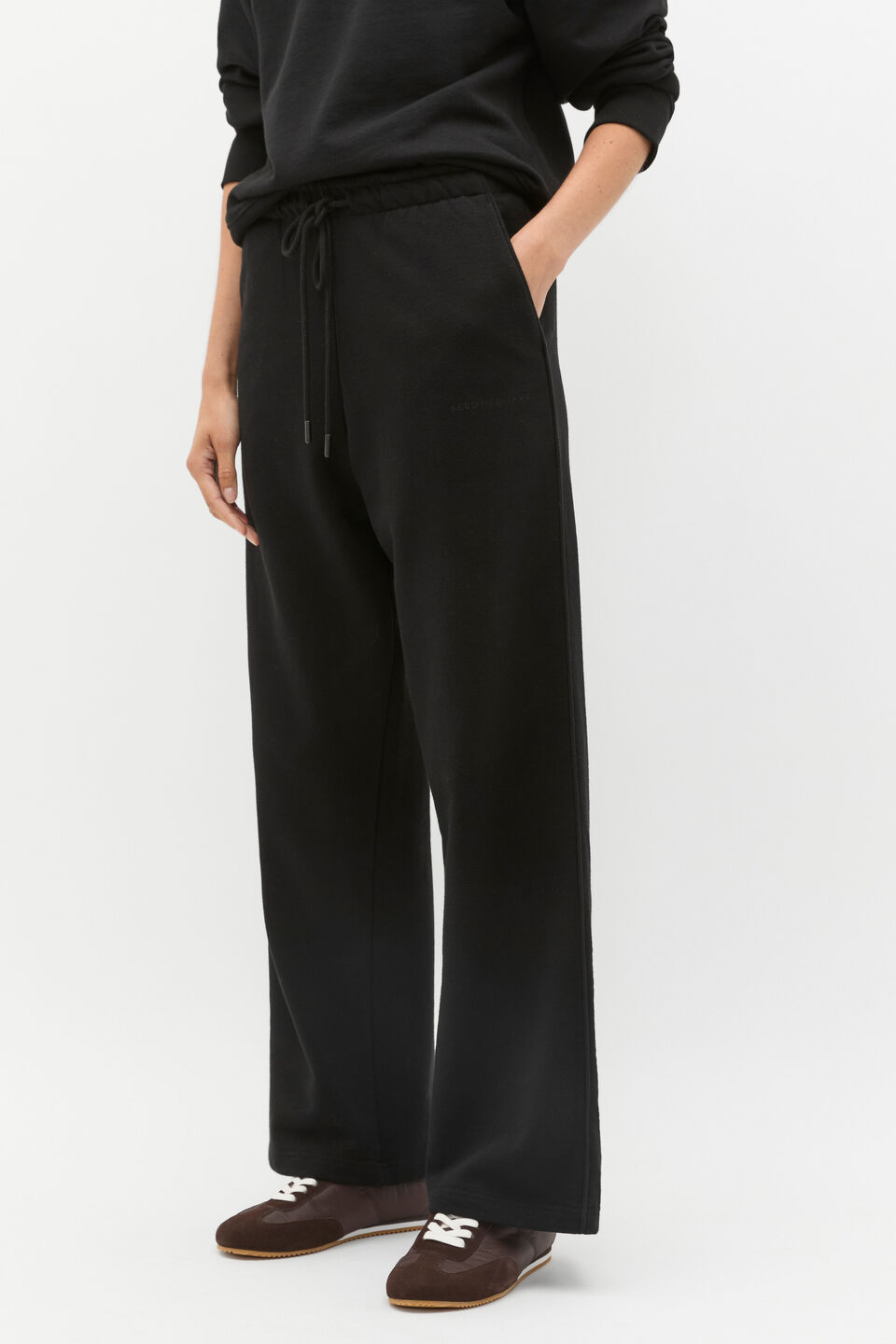 Heritage Wide Leg Track Pant  Black