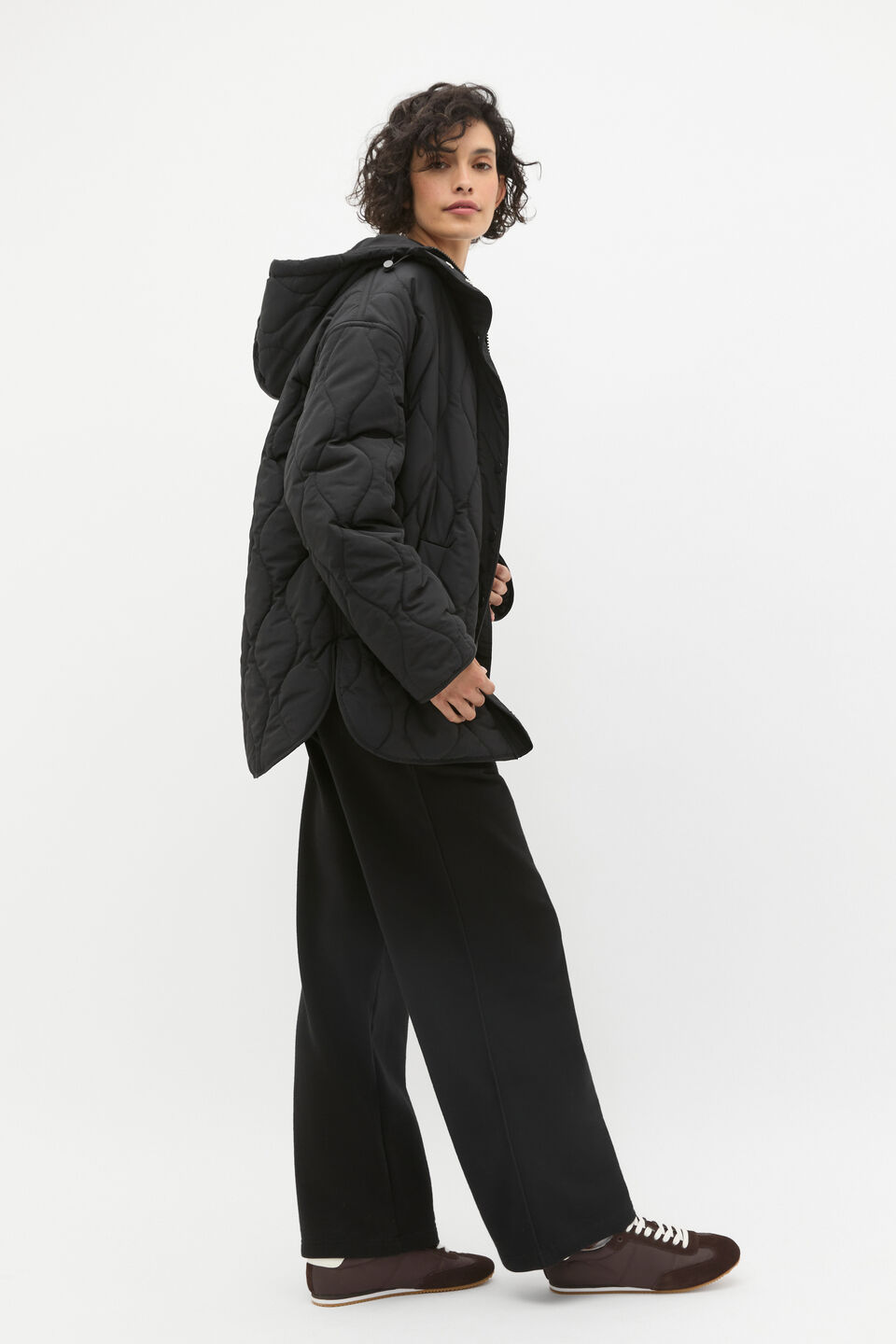 Heritage Wide Leg Track Pant  Black