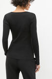 Lace Detail Long Sleeve Top  Black  hi-res
