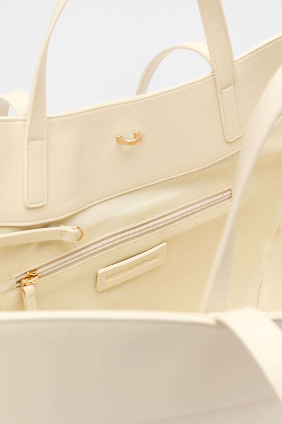 Textured Curved Tote  Light Marzipan