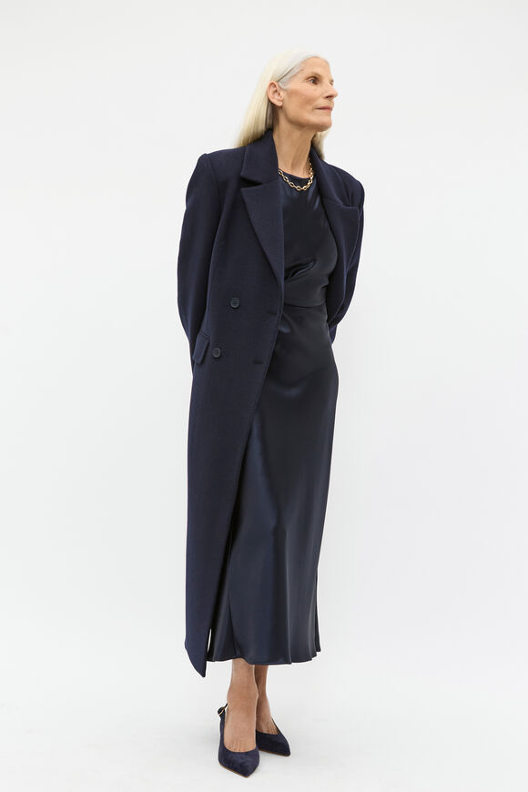 Satin Knot Front Dress  Twilight Blue  hi-res