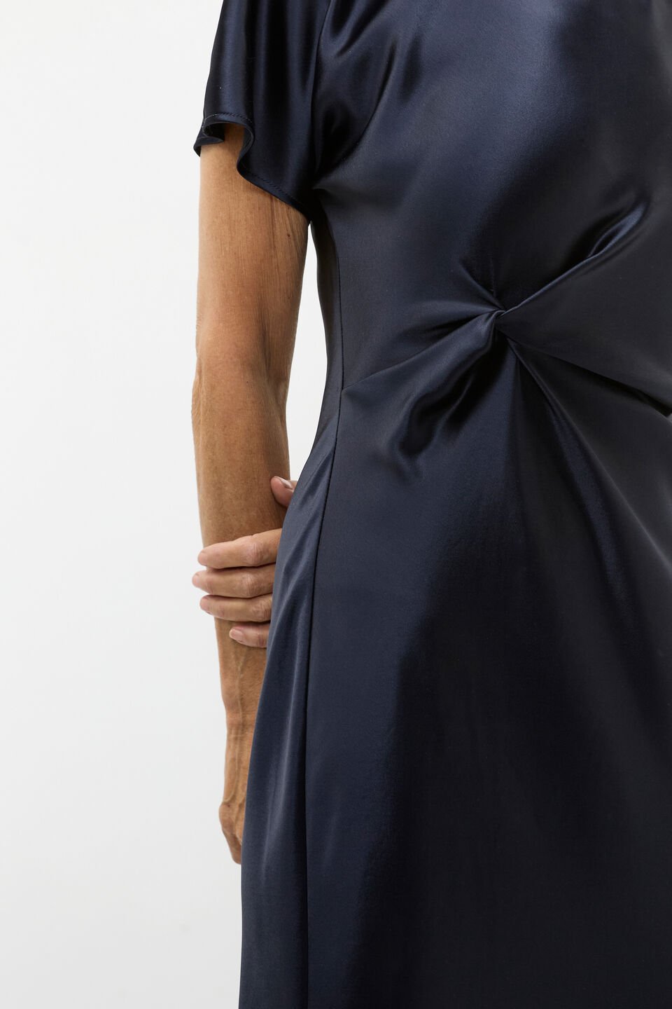 Satin Knot Front Dress  Twilight Blue