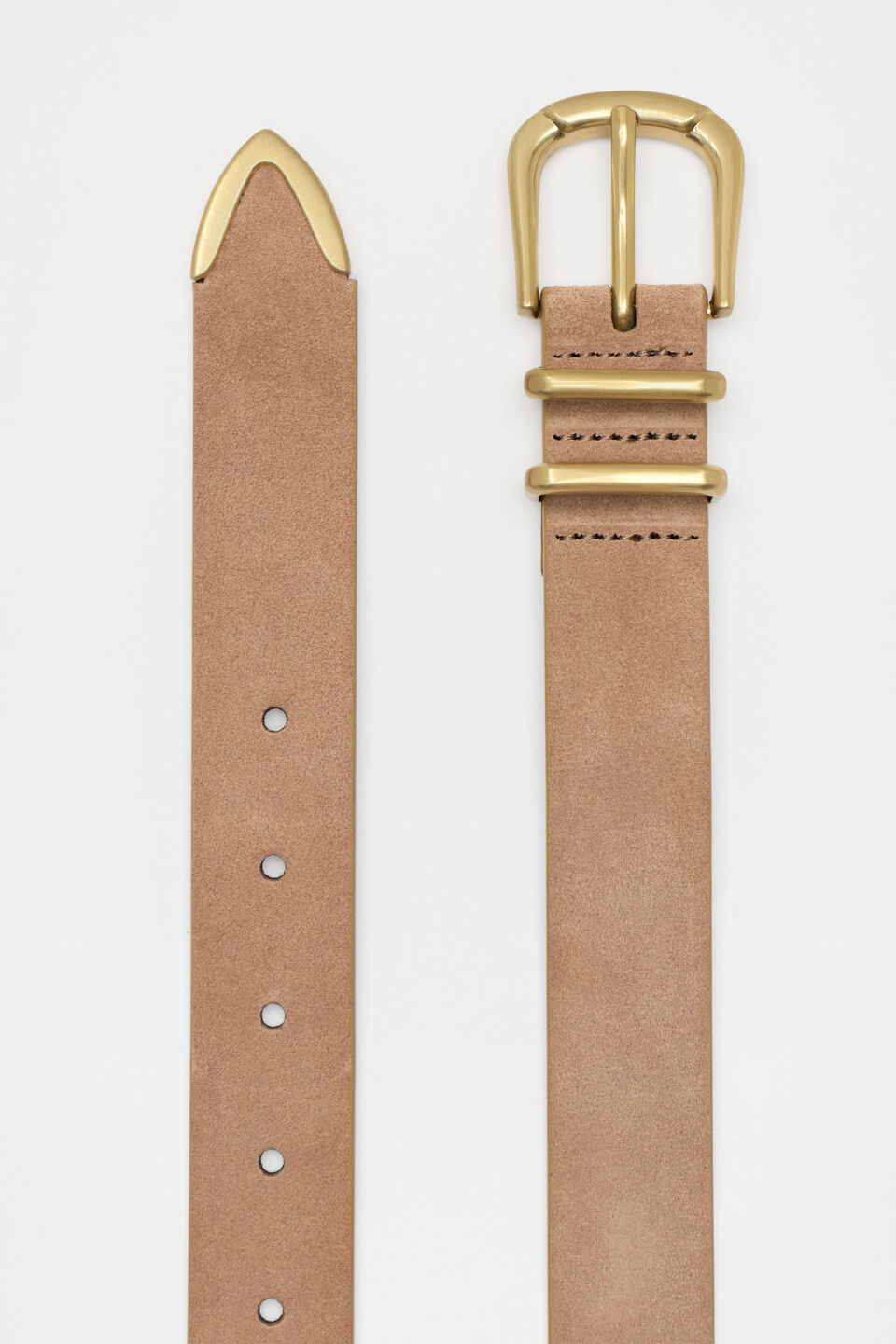 Amara Metal Tip Belt  Amaretto Suede