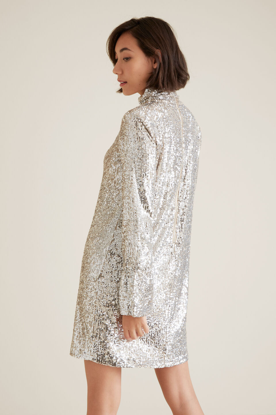 High Neck Sequin Dress  