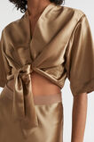Satin Tie Front Top  Deep Brass  hi-res