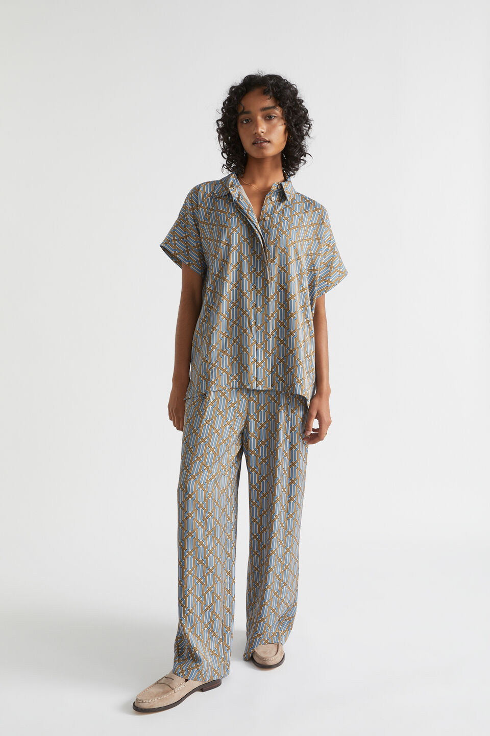 Linear Retro Pleat Pant  Deep Brass Retro