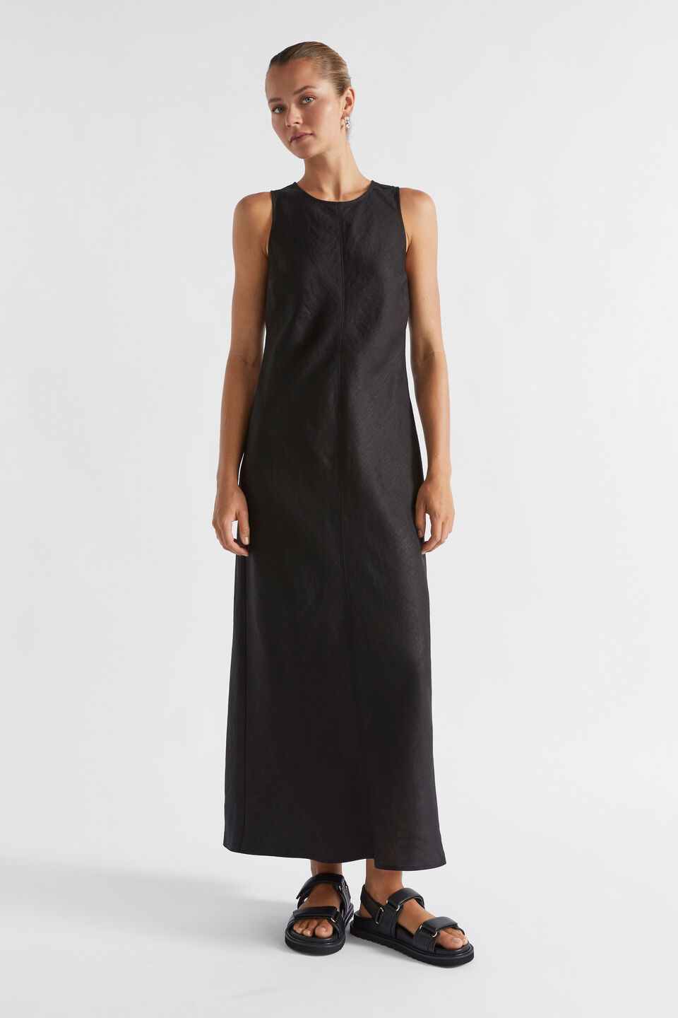 Linen Tank Dress  Black