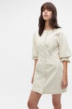 Denim Balloon Sleeve Mini Dress  Vanilla Cream  hi-res