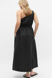 Linen One Shoulder Maxi Dress  Black  hi-res