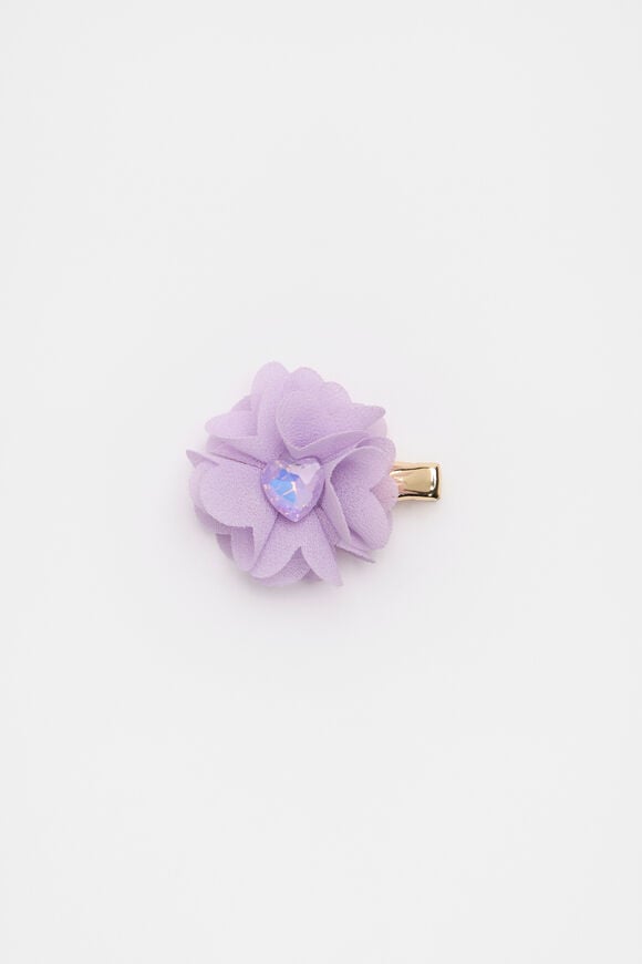 Heart Gem Flower Duck Clip  Soft Lilac  hi-res
