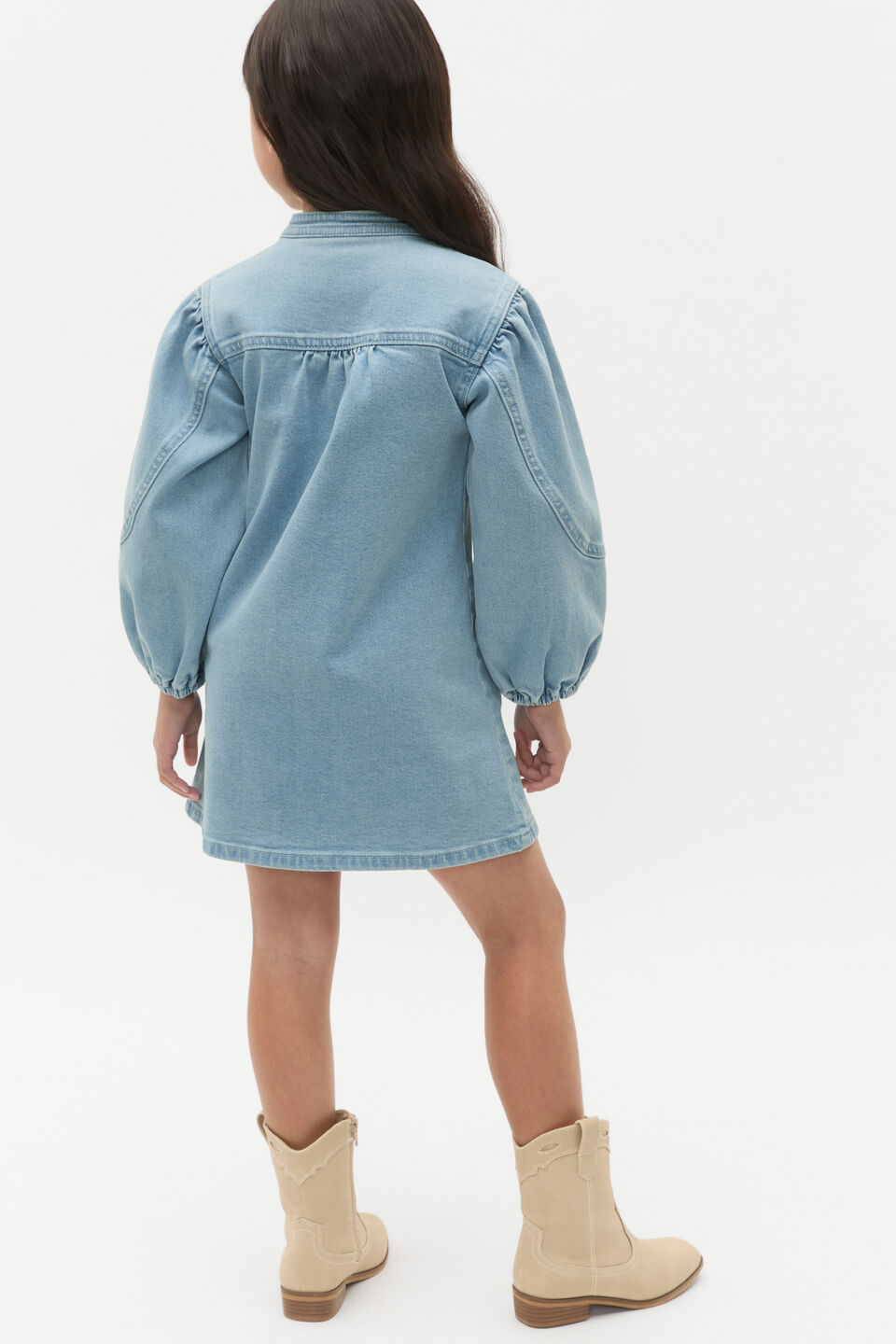 Panelled Denim Dress  Light Wash