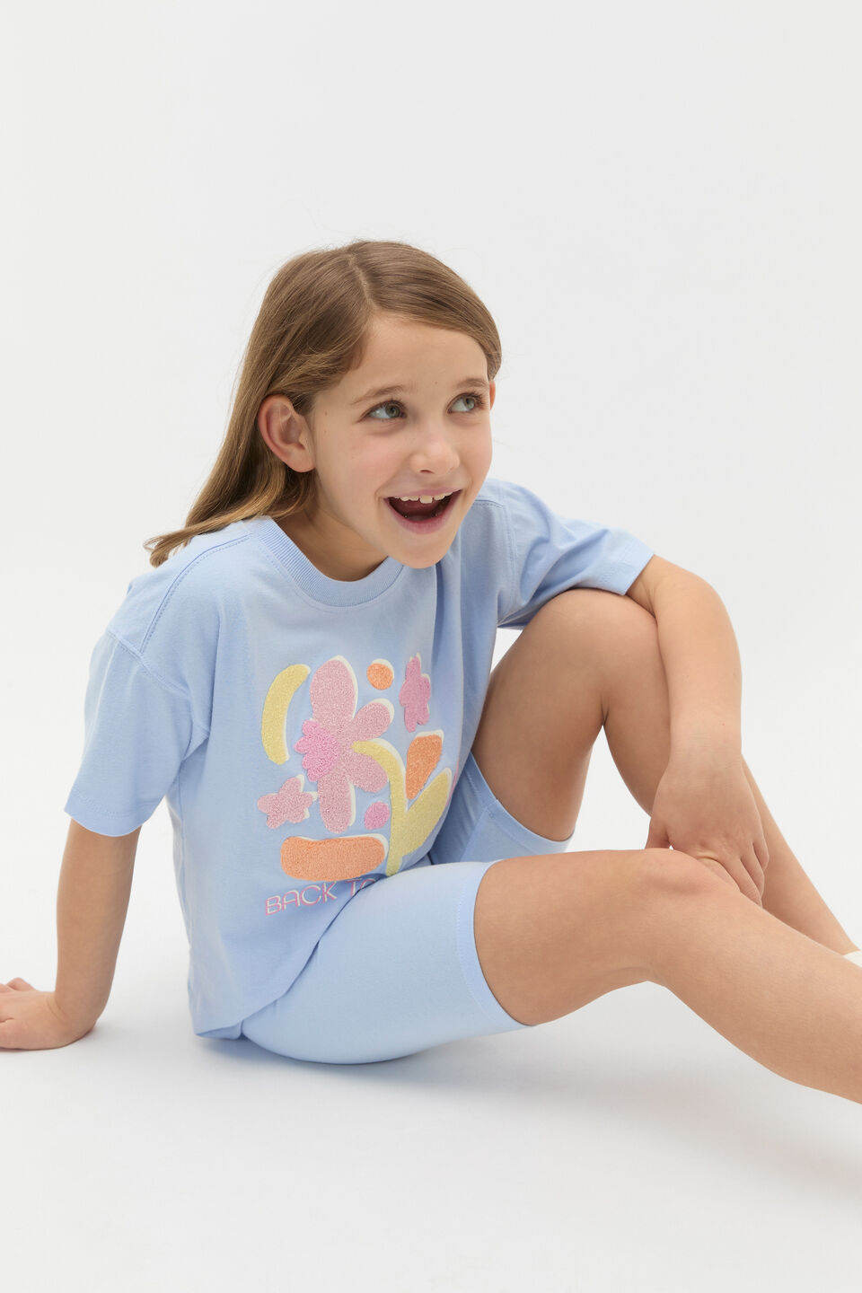 Abstract Floral Tee  Luna Blue