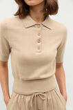 Knit Polo Top  Iced Latte  hi-res