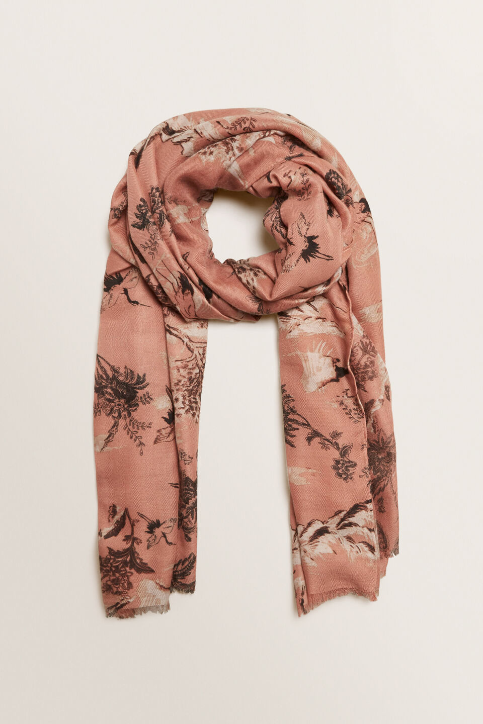 Crane Print Scarf  