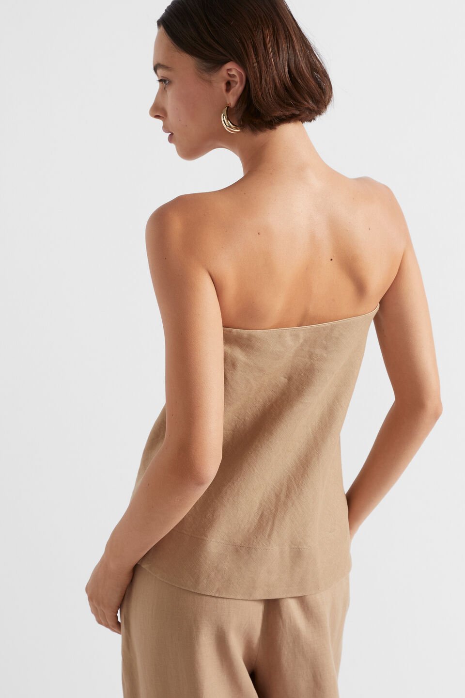 Core Linen Strapless Top  Barley