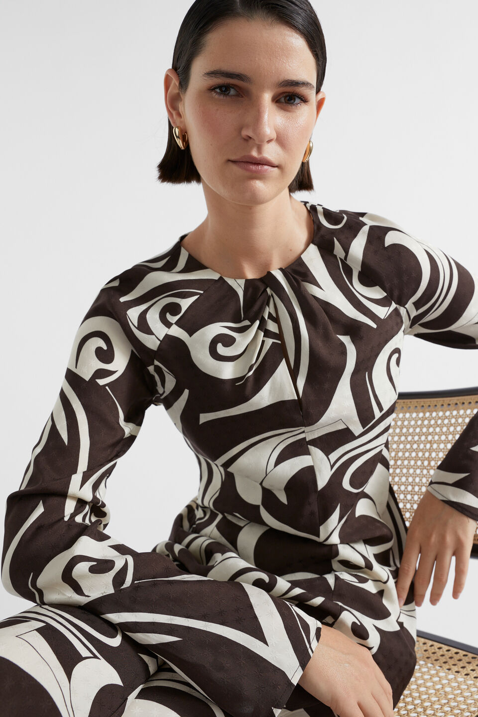 Jacquard Swirl Blouse  Retro Swirl