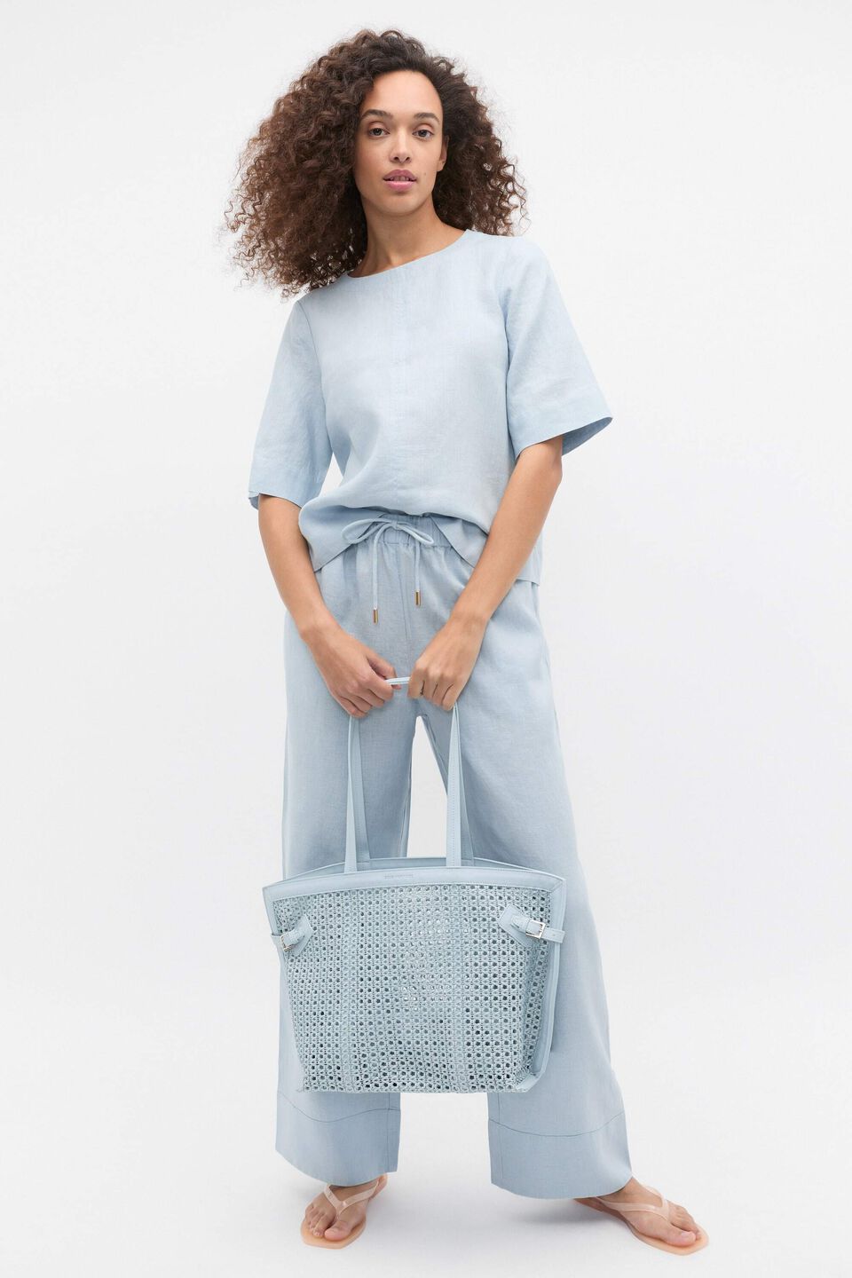 Core Linen Casual Tie Pant  Bluebell