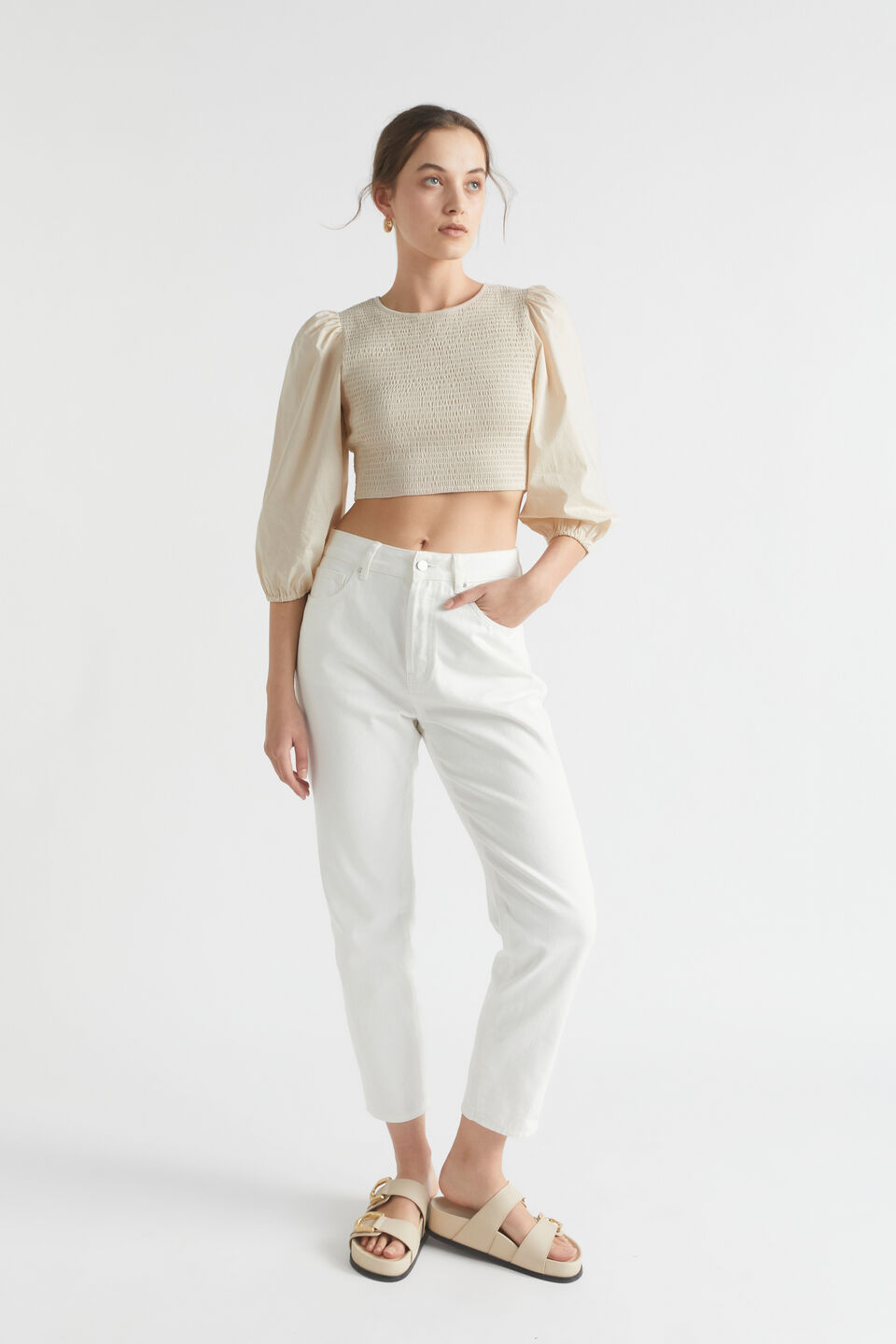 Shirred Bodice Tee  Magnolia