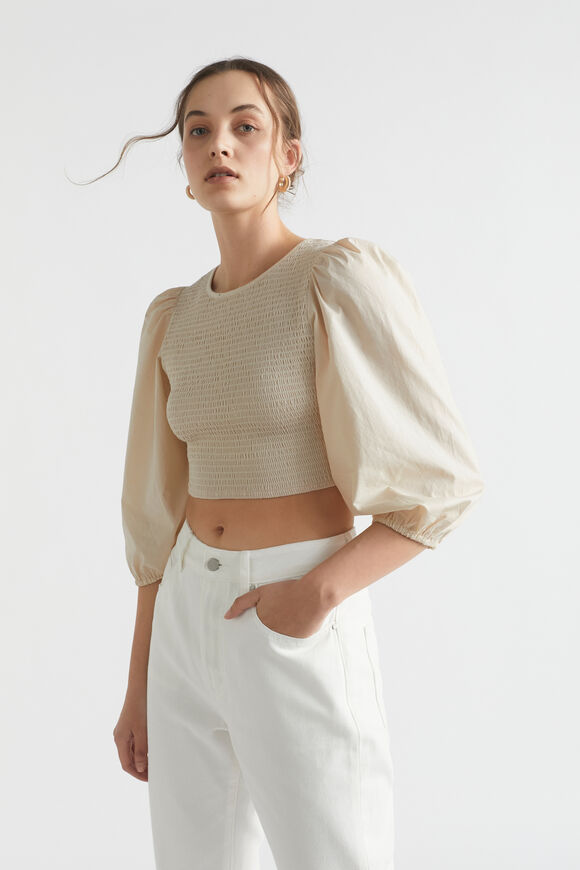 Shirred Bodice Tee  Magnolia  hi-res