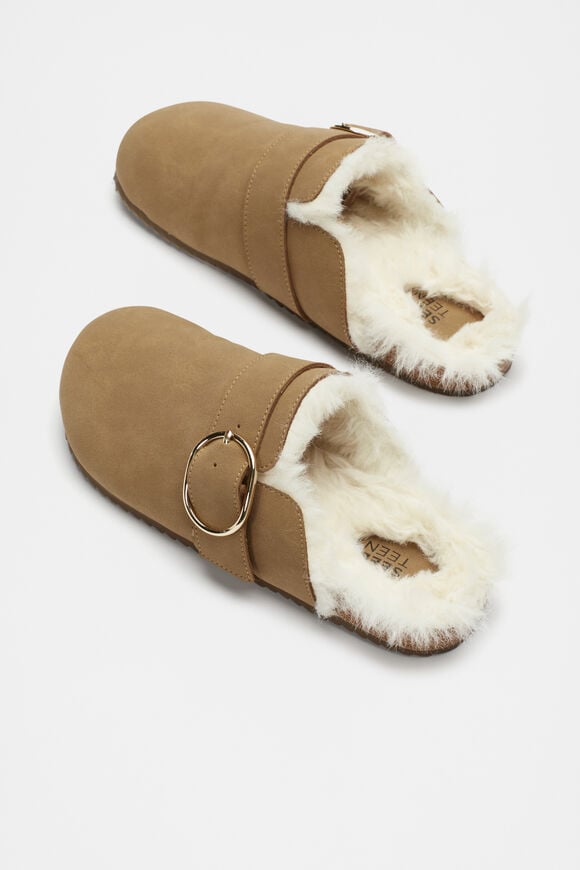 Fur Lined Clog  Tan  hi-res