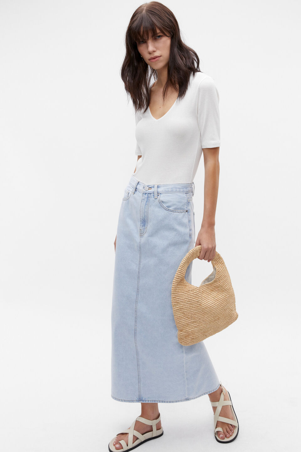 V Neck Half Sleeve Tee  Cloud Cream