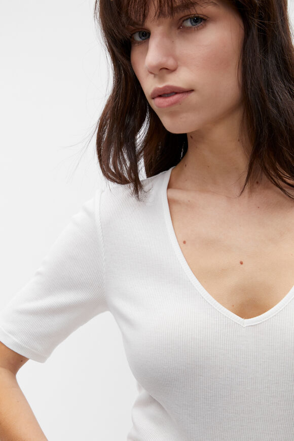 V Neck Half Sleeve Tee  Cloud Cream  hi-res