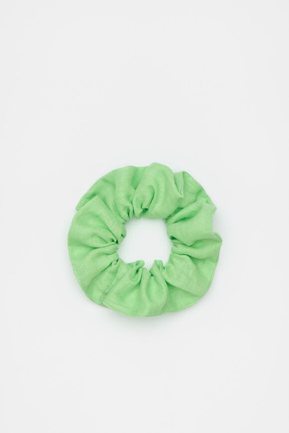 Linen Scrunchie  Green Apple  hi-res