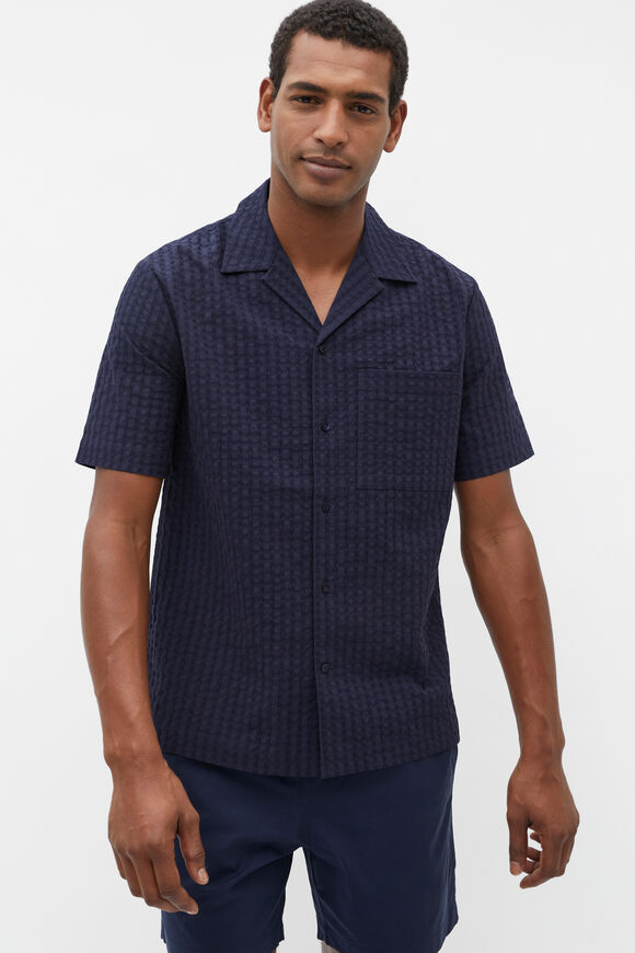 Textured Stitch Shirt  Midnight Blue  hi-res