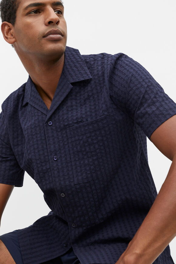 Textured Stitch Shirt  Midnight Blue  hi-res