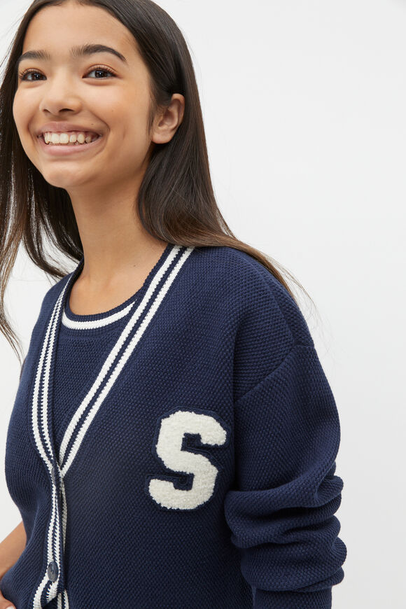 Textured Knit Cardigan  New Navy  hi-res