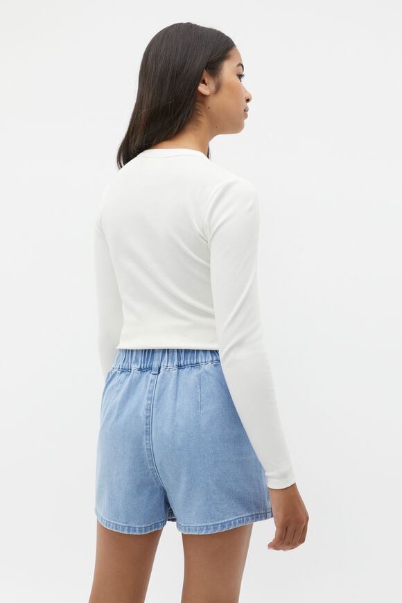 Denim Pleat Skort  Clean Blue Wash  hi-res