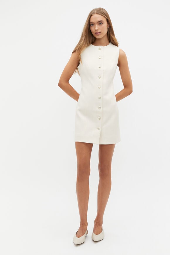 Wool Crepe Mini Dress  Cloud Cream  hi-res