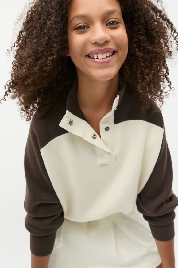 Snap Knit Sweater  Dark Espresso  hi-res