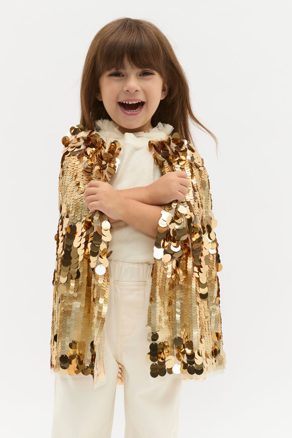 Gold Sequin Cape  Gold  hi-res