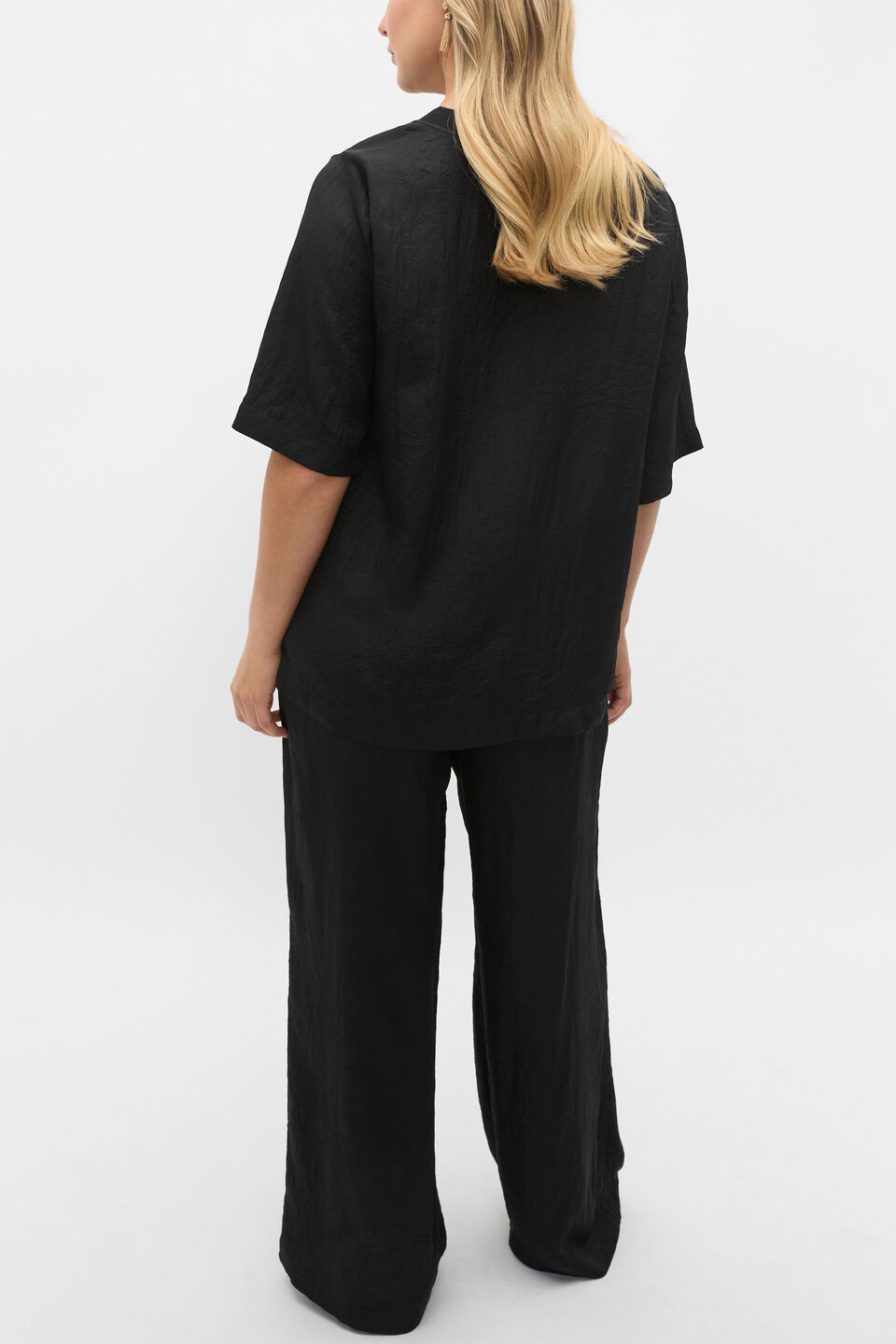 Textured Satin Tee  Black