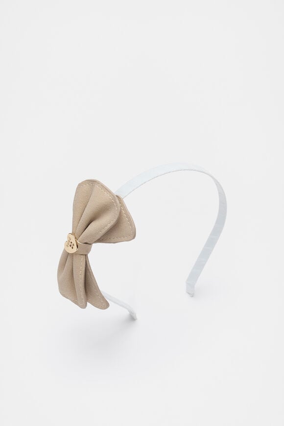 Faux Suede Bow Headband  Latte  hi-res