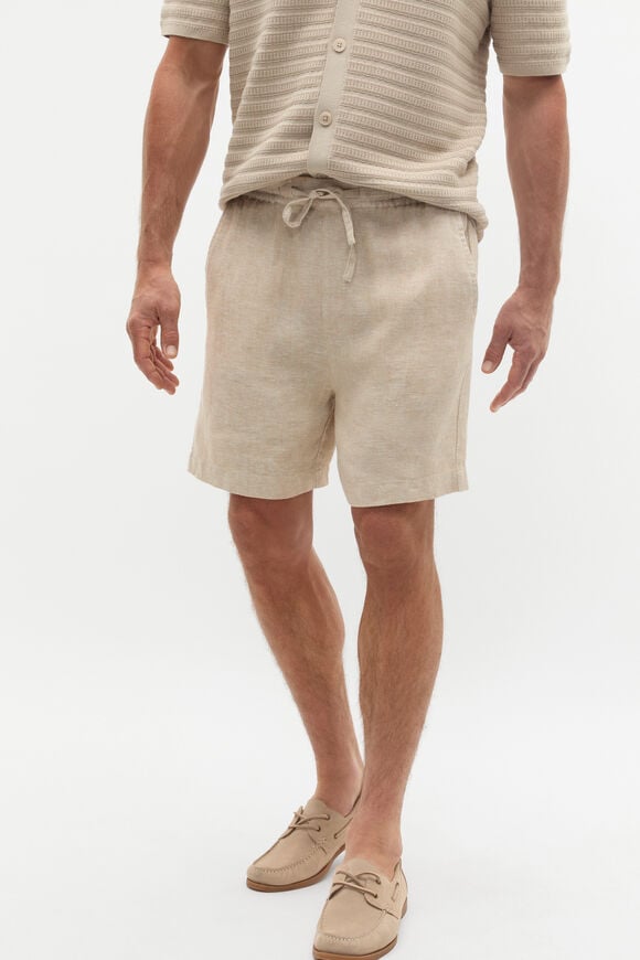 Linen Pullon Short  Almond  hi-res