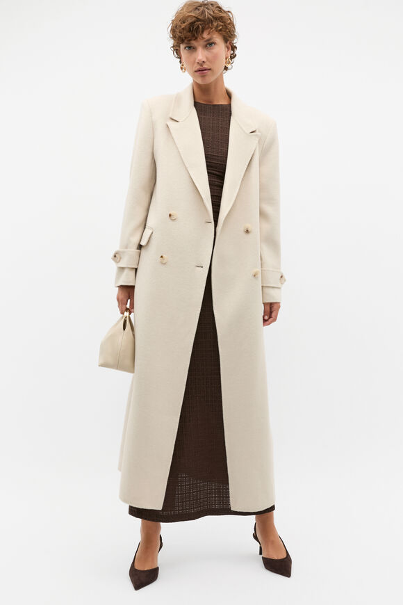 Wool Trench Maxi Coat  Oat Marle  hi-res