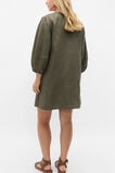 Linen V Neck Seam Detail Mini Dress  Olive Leaf  hi-res