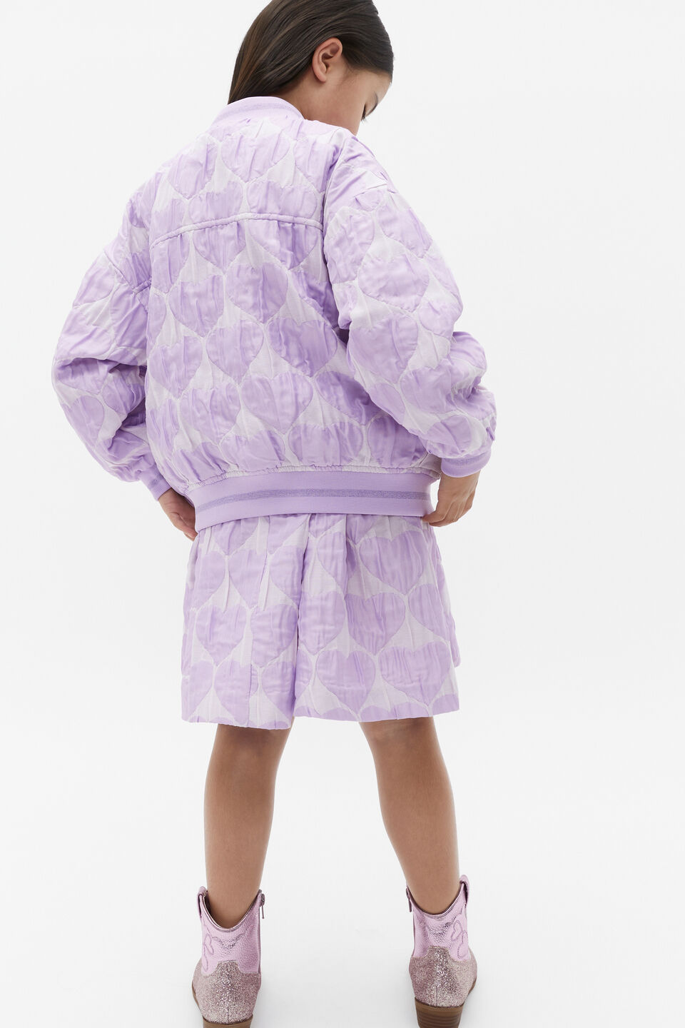 Oversized Heart Bomber  Bright Orchid