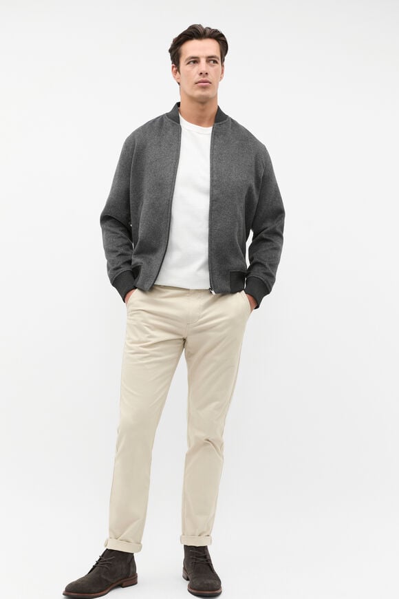 Wool Blend Bomber Jacket  Charcoal Marle  hi-res