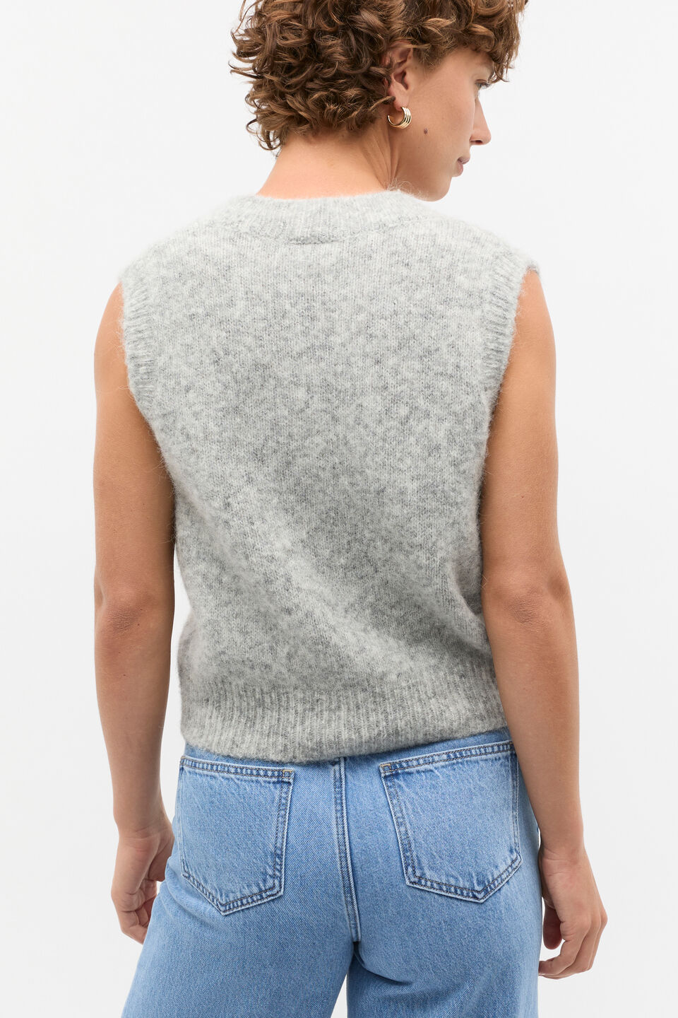 Lofty V Neck Vest  Silver Marle