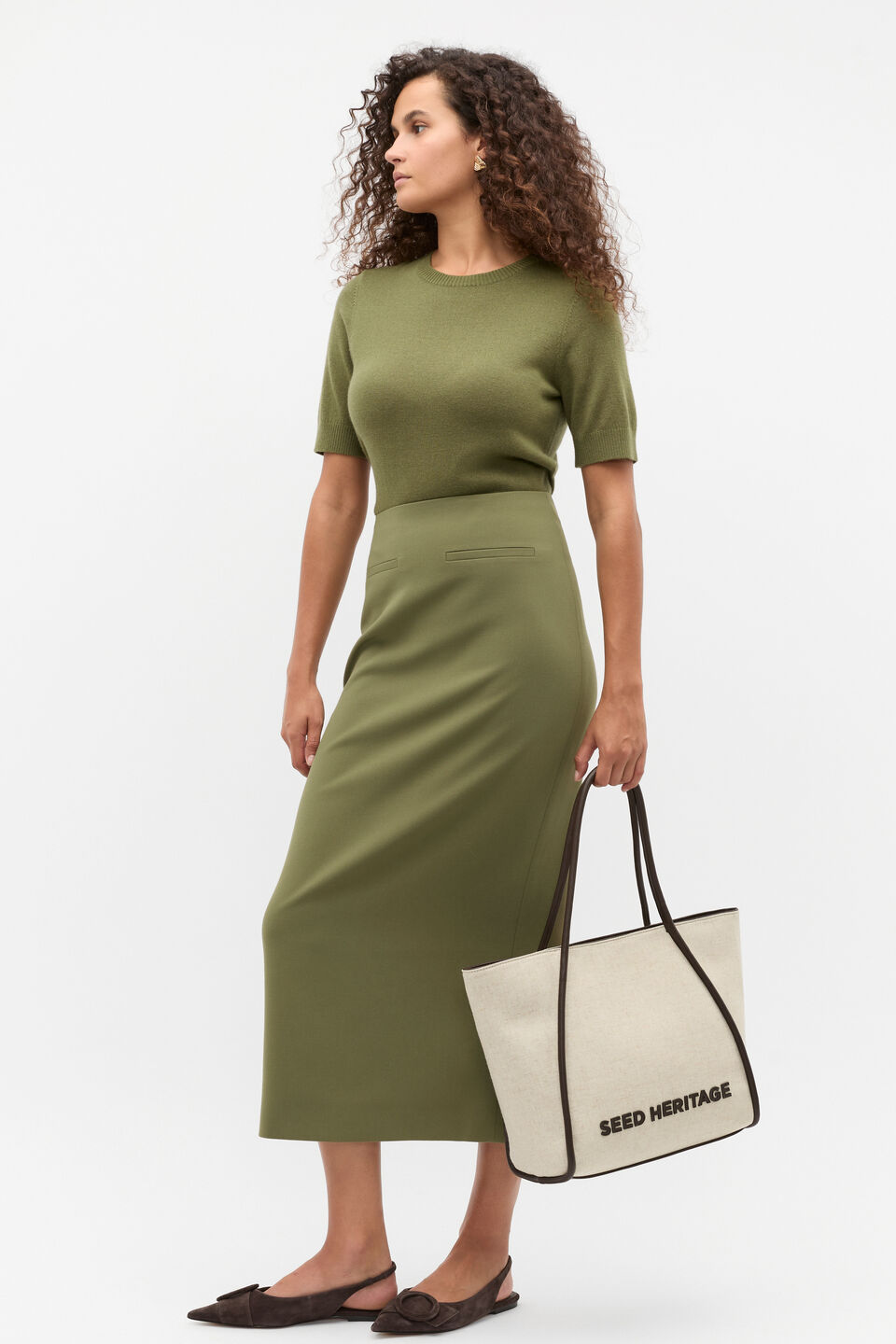 Stitch Logo Fabric Tote  Dark Espresso