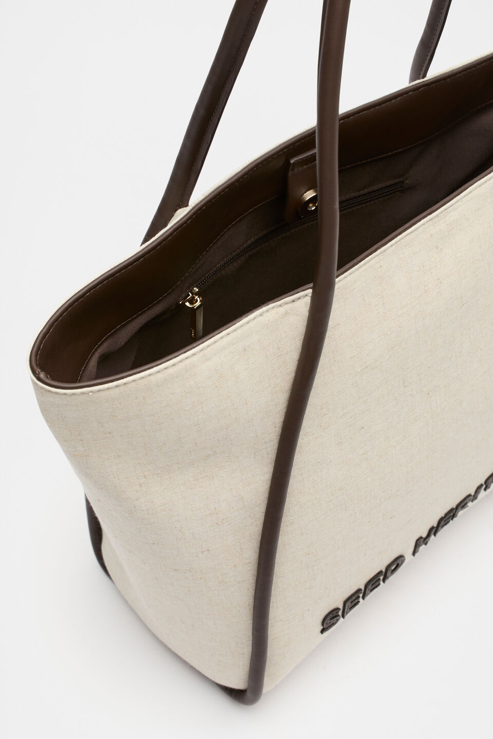 Stitch Logo Fabric Tote  Dark Espresso