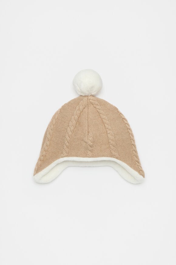 Cable Knit Beanie  Biscuit  hi-res