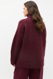 Merino Wool Roll Neck Side Split Knit  Plum Red  hi-res
