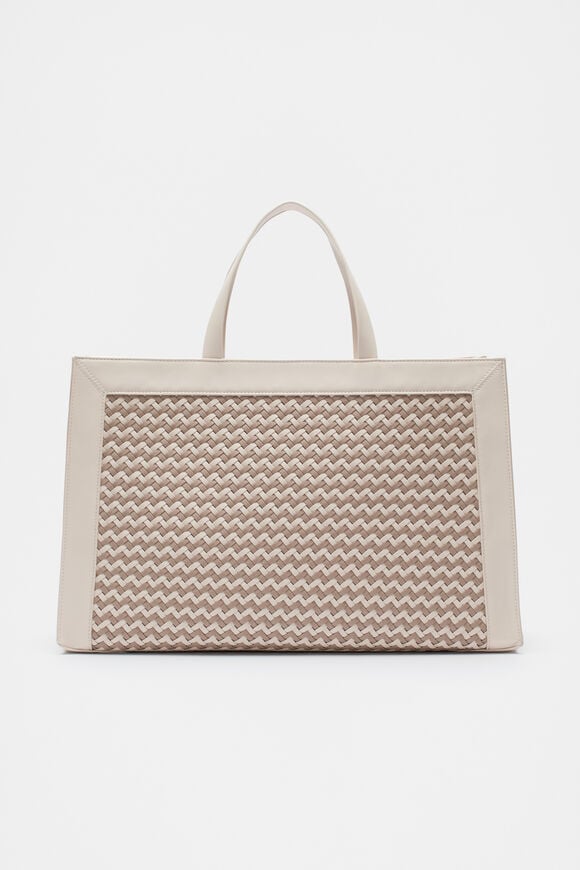 Woven Structured Work Tote  Oat  hi-res