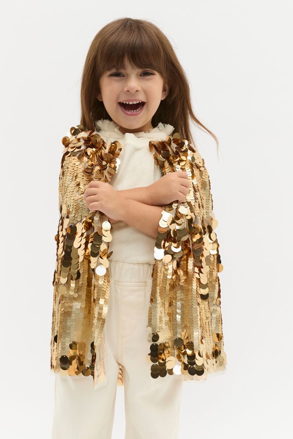 Gold Sequin Cape  Gold  hi-res